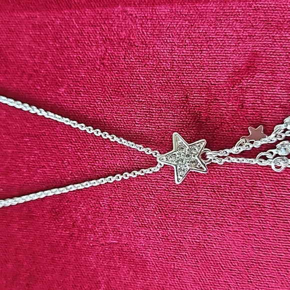 Avon Star Cluster Y Drop Silvertone Necklace - Picture 3 of 4